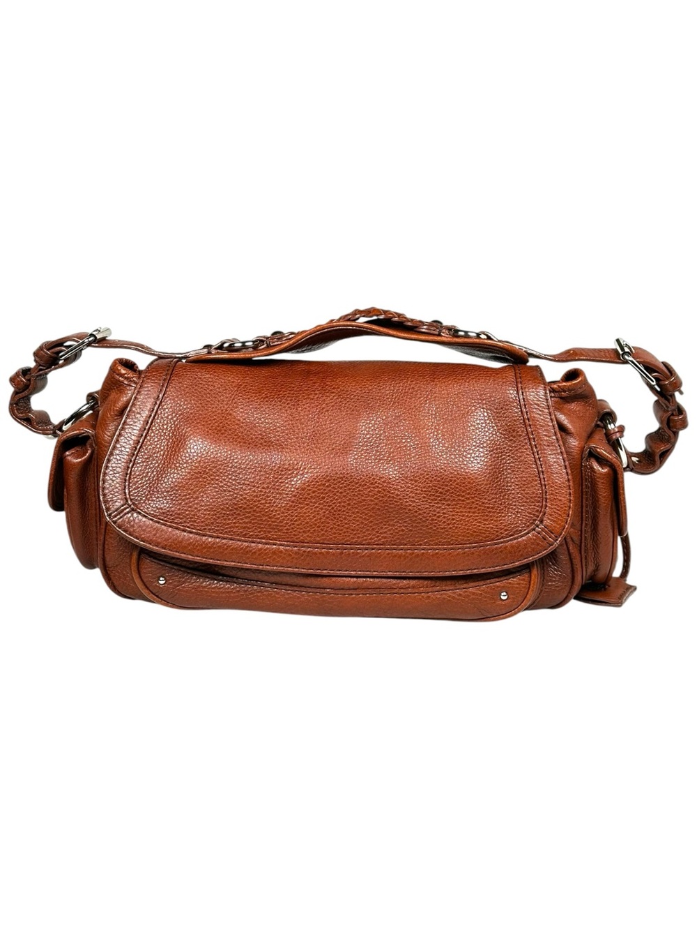 2006 Banana Republic Brown Leather Shoulder Bag Braided Strap Boho
